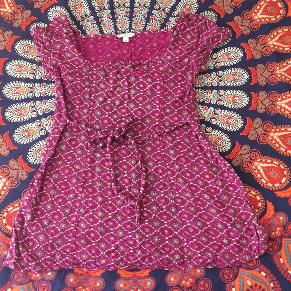 petite boho sun dress, short sleeve